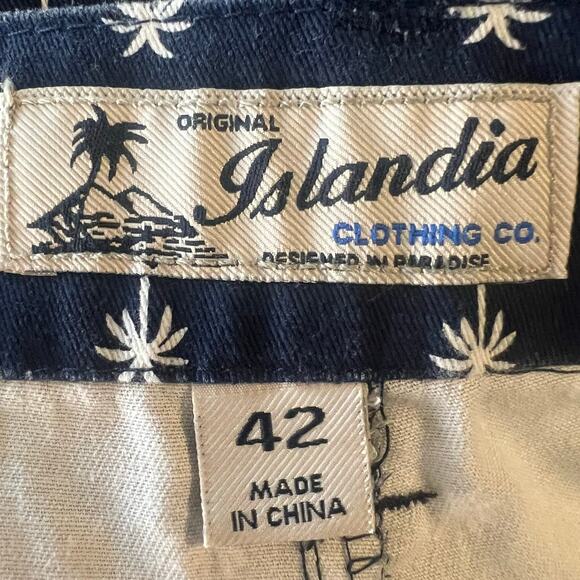 ISLANDIA shorts men’s 42 flat front palm tree prints with belt inseam 10” - Picture 5 of 5